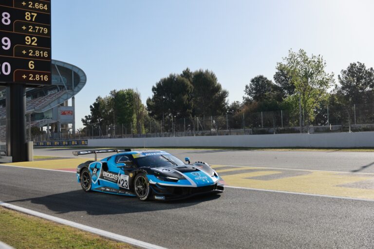 Barcelona, Spain. 8th Apr 2026. #23 Ferrari 296 GT3 of Josep MAYOLA COMADIRA (ESP) and Marc CAROL YBARRA (ESP) (BIOGAS MOTORSPORT) McLaren GT3 navigates the circuit during the morning session of the Michelin Le Mans Cup.. Credit: Craig Allan-McWilliams/Alamy Live News