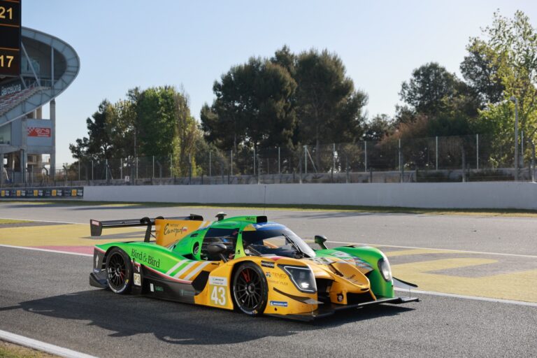 Barcelona, Spain. 8th Apr 2026. #43 Ligier JS P325 - Toyota of Christian DANNEMAND JÖRGENSEN (DEN) and William KARLSSON (SWE) (INTER EUROPOL COMPETITION) LMP3 prototype maintains a tight line through the corner during the morning session of the Michelin Le Mans Cup.. Credit: Craig Allan-McWilliams/Alamy Live News