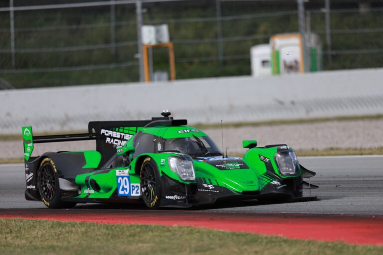 Barcelona, Spain. 11th Apr 2026. #29 Oreca 07 - Gibson of Louis ROUSSET (FRA) and Oliver GRAY (GBR) and Esteban MASSON (FRA) (FORESTIER RACING BY PANIS) LMP2 prototype maintains a tight line through the corner during the second free practice session.. Credit: Craig Allan-McWilliams/Alamy Live News