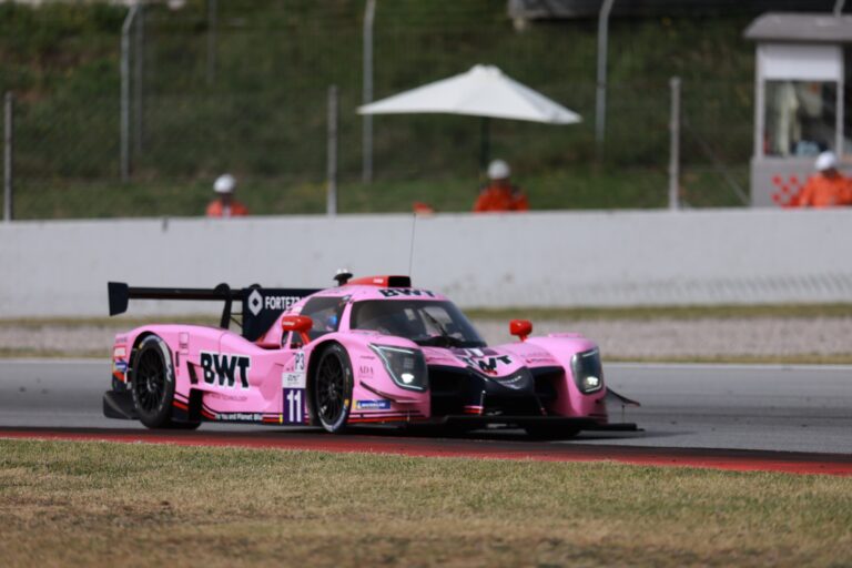 Barcelona, Spain. 11th Apr 2026. #11 Ligier JS P325 - Toyota of Matthew Richard BELL (GBR) and Douwe DEDECKER (BEL) and Max VAN DER SNEL (NED) (EUROINTERNATIONAL) pushes through the corner during Free Practice 2, maintaining high speed and stability on the approach to the next sector.. Credit: Craig Allan-McWilliams/Alamy Live News