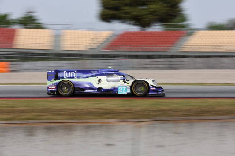 Barcelona, Spain. 11th Apr 2026. #27 Oreca 07 - Gibson of Kriton LENTOUDIS (GRE) and Alex QUINN (GBR) and James ALLEN (AUS) (NIELSEN RACING) prototype charges through the circuit during the second free practice session. The high-speed run emphasizes the aerodynamic efficiency and pace required for the endurance challenge.. Credit: Craig Allan-McWilliams/Alamy Live News