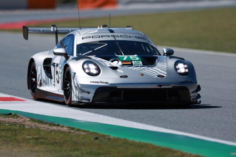 Barcelona, Spain. 6th Apr 2026. #75 Porsche 911 GT3 R LMGT3 of Matt KURZEJEWSKI (USA) and Thomas SARGENT (USA) and Richard LIETZ (AUT) (PROTON COMPETITION) Porsche navigates a high-speed bend during the morning session, pushing for optimal lap time.. Credit: Craig Allan-McWilliams/Alamy Live News