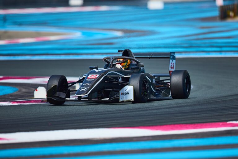 1st May 2026. #33 Tatuus F4 T-421 of Rafaël Perard (PALOU MOTORSPORT) single-seater navigates a high-speed corner with precision, its rear wing slicing through the air as it leans into the turn.. Credit: Craig Allan-McWilliams