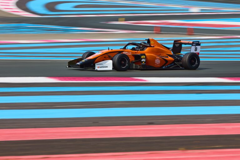 1st May 2026. #8 Tatuus F4 T-421 of A. FELDMANN (MP MOTORSPORT) single-seater races through a high-speed corner, its aerodynamic profile cutting through the air as it navigates the painted track edge.. Credit: Craig Allan-McWilliams
