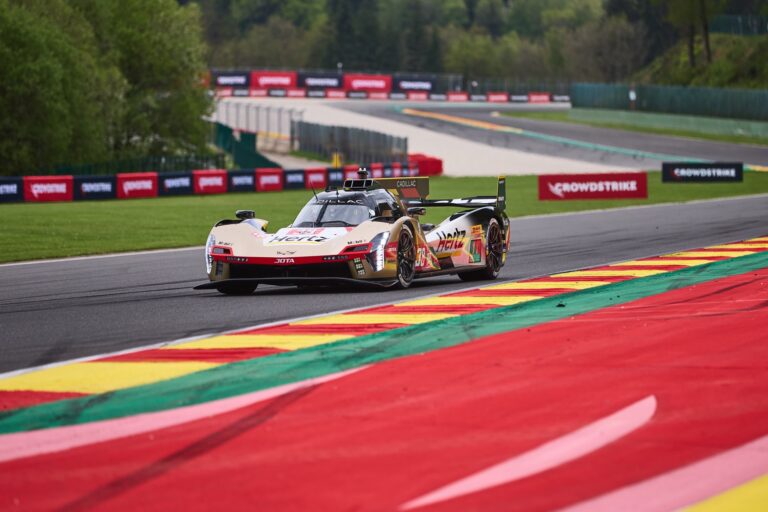 Spa, Belgium, 7th May 2026. 2026 FIA World Endurance Championship 6 Hours of Spa-Francorchamps at Circuit Spa-Francorchamps in Spa. #38 Cadillac V-Series.R of Earl BAMBER (NZL) and Sébastien BOURDAIS (FRA) and Jack AITKEN (GBR) (CADILLAC HERTZ TEAM JOTA) attacks a fast sweeping corner during Free Practice 2. Credit: Craig Allan-McWilliams