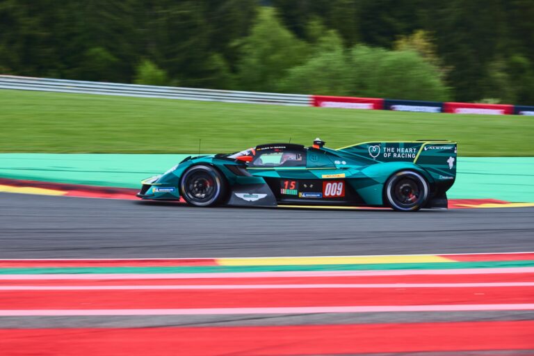 Spa, Belgium, 7th May 2026. 2026 FIA World Endurance Championship 6 Hours of Spa-Francorchamps at Circuit Spa-Francorchamps in Spa. #009 Aston Martin Valkyrie of Alex RIBERAS (ESP) and Marco SØRENSEN (DEN) (ASTON MARTIN THOR TEAM) attacks the red and white curb mid-corner during a fast sweeping section. Credit: Craig Allan-McWilliams