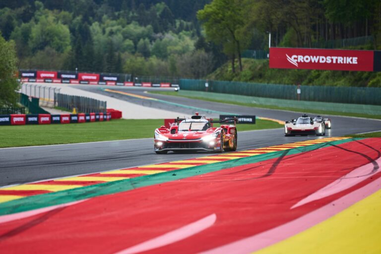 Spa, Belgium, 7th May 2026. 2026 FIA World Endurance Championship 6 Hours of Spa-Francorchamps at Circuit Spa-Francorchamps in Spa. #7 Toyota TR010 Hybrid of Mike CONWAY (GBR) and Kamui KOBAYASHI (JPN) and Nyck DE VRIES (NED) (TOYOTA RACING) accelerates through a fast sweeping corner, running side by side with the. Credit: Craig Allan-McWilliams