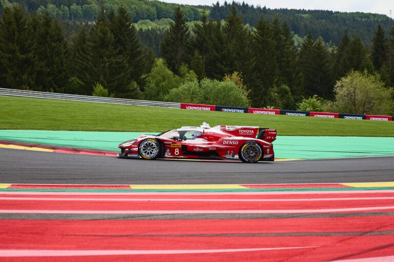 Spa, Belgium, 7th May 2026. 2026 FIA World Endurance Championship 6 Hours of Spa-Francorchamps at Circuit Spa-Francorchamps in Spa. #8 Toyota TR010 Hybrid of Sébastien BUEMI (SUI) and Brendon HARTLEY (NZL) and Ryō HIRAKAWA (JPN) (TOYOTA RACING) pushes through a fast sweeping corner during Free Practice 2. Credit: Craig Allan-McWilliams