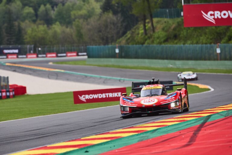 Spa, Belgium, 7th May 2026. 2026 FIA World Endurance Championship 6 Hours of Spa-Francorchamps at Circuit Spa-Francorchamps in Spa. #50 Ferrari 499P of Antonio FUOCO (ITA) and Miguel MOLINA (ESP) and Nicklas NIELSEN (DEN) (FERRARI AF CORSE) pushes through a fast sweeping corner during Free Practice 2. Credit: Craig Allan-McWilliams