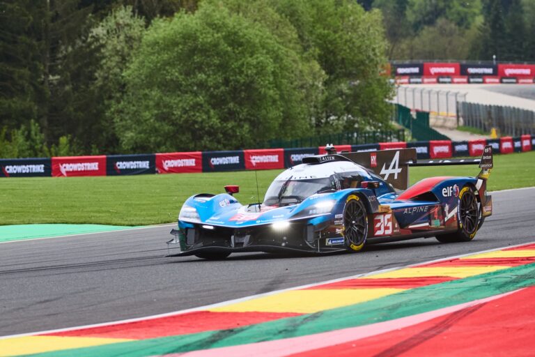 Spa, Belgium, 7th May 2026. 2026 FIA World Endurance Championship 6 Hours of Spa-Francorchamps at Circuit Spa-Francorchamps in Spa. #35 Alpine A424 of António FÉLIX DA COSTA (POR) and Charles MILESI (FRA) and Ferdinand HABSBURG (AUT) (ALPINE ENDURANCE TEAM) pushes mid-corner during Free Practice 2. Credit: Craig Allan-McWilliams