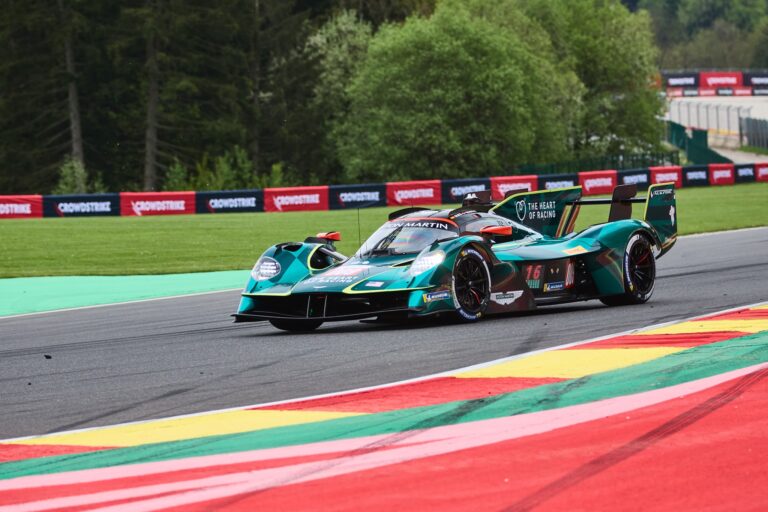 Spa, Belgium, 7th May 2026. 2026 FIA World Endurance Championship 6 Hours of Spa-Francorchamps at Circuit Spa-Francorchamps in Spa. #009 Aston Martin Valkyrie of Alex RIBERAS (ESP) and Marco SØRENSEN (DEN) (ASTON MARTIN THOR TEAM) Hypercar attacks the red and yellow curb mid-corner through a fast sweeping section. Credit: Craig Allan-McWilliams