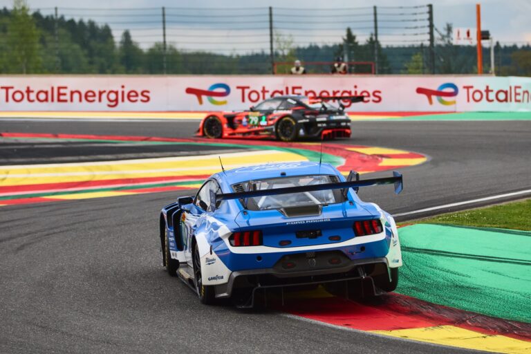 Spa, Belgium, 7th May 2026. 2026 FIA World Endurance Championship 6 Hours of Spa-Francorchamps at Circuit Spa-Francorchamps in Spa. #88 Ford Mustang LMGT3 of Stefano GATTUSO (ITA) and Giammarco LEVORATO (ITA) and Logan SARGEANT (USA) (PROTON COMPETITION) runs ahead of the through a fast sweeping corner. Credit: Craig Allan-McWilliams