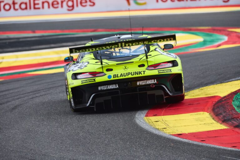 Spa, Belgium, 7th May 2026. 2026 FIA World Endurance Championship 6 Hours of Spa-Francorchamps at Circuit Spa-Francorchamps in Spa. #79 Mercedes-AMG LMGT3 of Johannes ZELGER (ITA) and Matteo CRESSONI (ITA) and Lin HODENIUS (NED) (IRON LYNX) LMGT3 entry pushes through a fast sweeping corner during Free Practice 2. Credit: Craig Allan-McWilliams