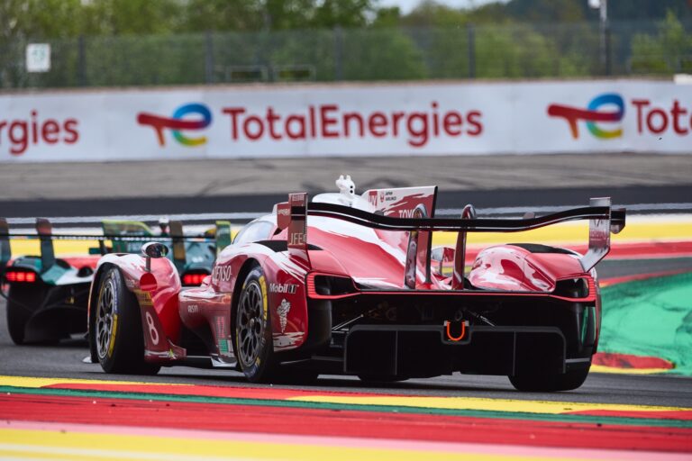 Spa, Belgium, 7th May 2026. 2026 FIA World Endurance Championship 6 Hours of Spa-Francorchamps at Circuit Spa-Francorchamps in Spa. #8 Toyota TR010 Hybrid of Sébastien BUEMI (SUI) and Brendon HARTLEY (NZL) and Ryō HIRAKAWA (JPN) (TOYOTA RACING) Toyota runs ahead of the through a tight hairpin mid-corner. Credit: Craig Allan-McWilliams