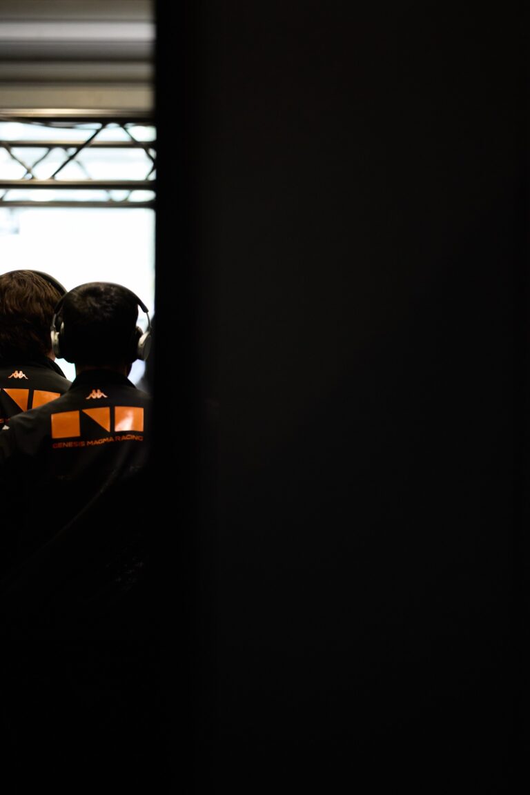 Spa, Belgium, 7th May 2026. 2026 FIA World Endurance Championship 6 Hours of Spa-Francorchamps at Circuit Spa-Francorchamps in Spa. Genesis Magna Racing personnel monitor from the garage. Credit: Craig Allan-McWilliams