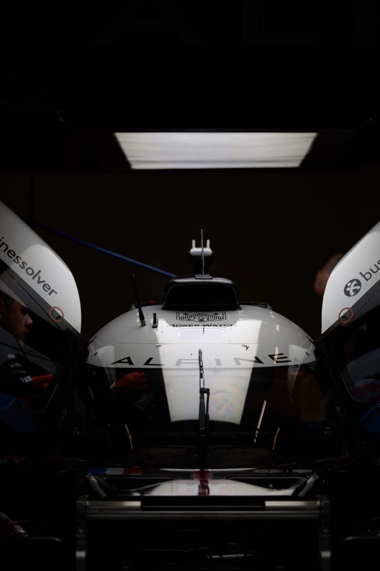Spa, Belgium, 7th May 2026. 2026 FIA World Endurance Championship 6 Hours of Spa-Francorchamps at Circuit Spa-Francorchamps in Spa. #35 Alpine A424 of António FÉLIX DA COSTA (POR) and Charles MILESI (FRA) and Ferdinand HABSBURG (AUT) (ALPINE ENDURANCE TEAM) Hypercar sits stationary in the garage during the pit walk. Credit: Craig Allan-McWilliams