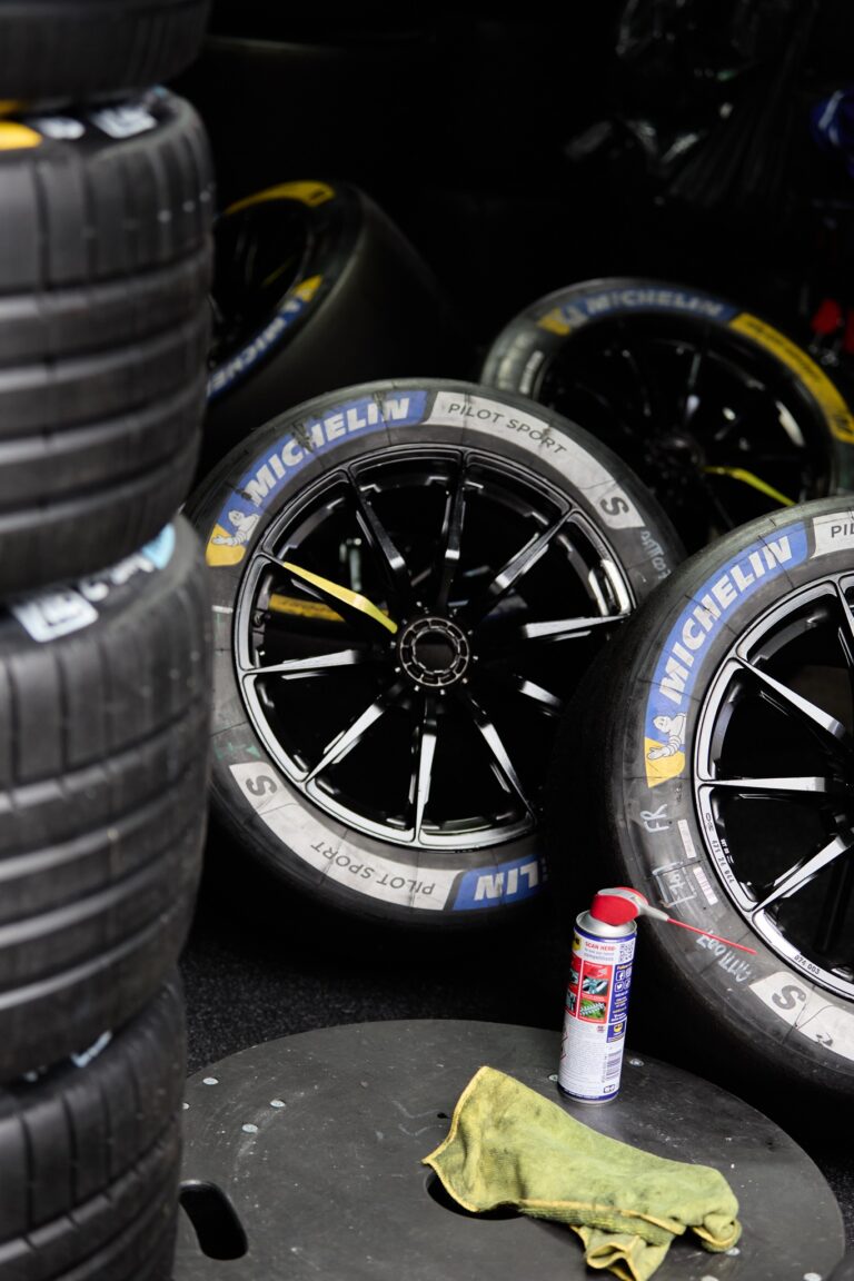 Spa, Belgium, 7th May 2026. 2026 FIA World Endurance Championship 6 Hours of Spa-Francorchamps at Circuit Spa-Francorchamps in Spa. Michelin Pilot Sport tires are prepared for the 6 Hours of Spa-Francorchamps. Credit: Craig Allan-McWilliams