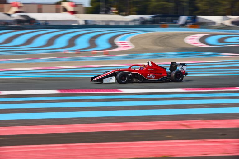 1st May 2026. #16 Tatuus F4 T-421 of Bianca Bustamante (PALOU MOTORSPORT) single-seater races through a high-speed sweep, tires gripping the asphalt as it leans into the curve under clear skies.. Credit: Craig Allan-McWilliams