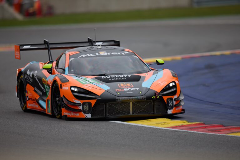 Spa, Belgium, 8th May 2026. 2026 FIA World Endurance Championship 6 Hours of Spa-Francorchamps at Circuit Spa-Francorchamps in Spa. #58 McLaren 720S LMGT3 Evo of Alexander WEST (SWE) and Finn GEHRSITZ (GER) and Benjamin GOETHE (GER) (GARAGE 59) LMGT3 entry attacks a corner during Free Practice 3. Credit: Craig Allan-McWilliams