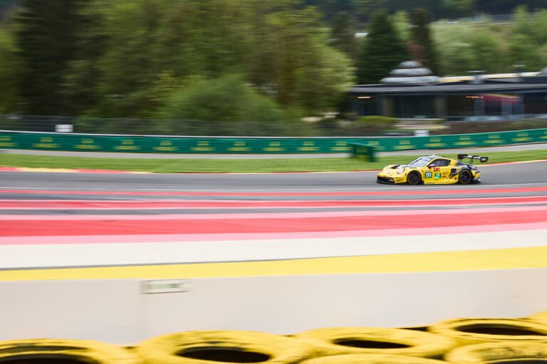 Spa, Belgium, 7th May 2026. 2026 FIA World Endurance Championship 6 Hours of Spa-Francorchamps at Circuit Spa-Francorchamps in Spa. #91 Porsche 911 GT3 R LMGT3 of James COTTINGHAM (GBR) and Timur BOGUSLAVSKIY and Ayhancan GÜVEN (TUR) (MANTHEY DK ENGINEERING) attacks a fast sweeping corner during Free Practice 1. Credit: Craig Allan-McWilliams