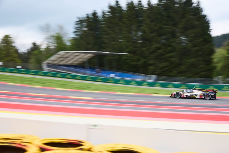 Spa, Belgium, 7th May 2026. 2026 FIA World Endurance Championship 6 Hours of Spa-Francorchamps at Circuit Spa-Francorchamps in Spa. #38 Cadillac V-Series.R of Earl BAMBER (NZL) and Sébastien BOURDAIS (FRA) and Jack AITKEN (GBR) (CADILLAC HERTZ TEAM JOTA) accelerates through a fast sweeping corner during Free Practice 1. Credit: Craig Allan-McWilliams