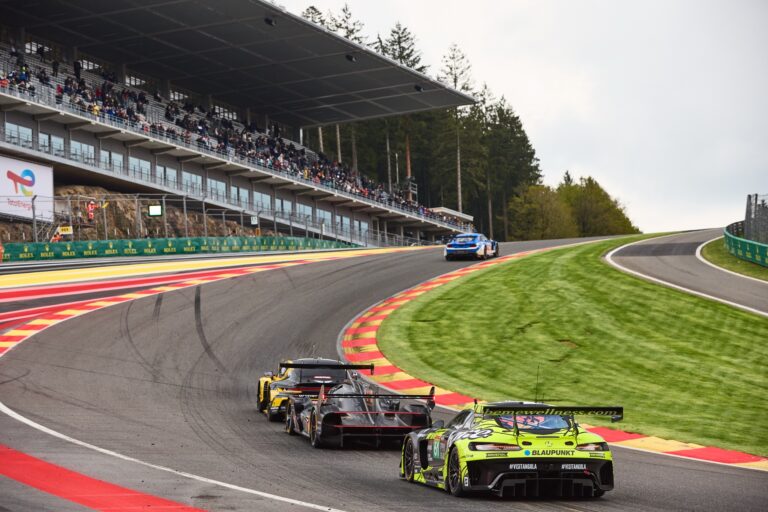 Spa, Belgium, 7th May 2026. 2026 FIA World Endurance Championship 6 Hours of Spa-Francorchamps at Circuit Spa-Francorchamps in Spa. The, and accelerate through a fast sweeping corner, running side by side. Credit: Craig Allan-McWilliams