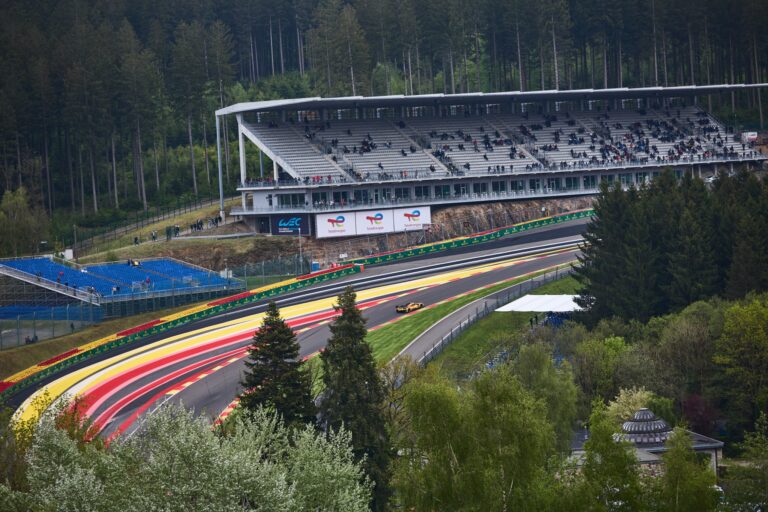 Spa, Belgium, 7th May 2026. 2026 FIA World Endurance Championship 6 Hours of Spa-Francorchamps at Circuit Spa-Francorchamps in Spa. entry pushes through a fast sweeping corner during Free Practice 1. Credit: Craig Allan-McWilliams