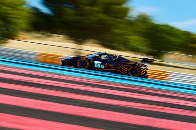 2nd May 2026. #86 Ferrari 296 LMGT3 Evo of Michael WAINWRIGHT (FRA) and Lorcan HANAFIN (GBR) and Mex JANSEN (NED) (GR RACING) prototype races through a high-speed corner, its motion blur conveying intense velocity and precision under clear skies. Credit: Craig Allan-McWilliams