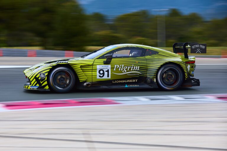 2nd May 2026. #91 Aston Martin Vantage AMR GT3 Evo of Claude BOVET (SUI) and Thomas CANNING (GBR) (ECURIE ECOSSE BLACKTHORN) Aston Martin races through a high-speed corner, its aerodynamic profile cutting through the air as it maintains precision under pressure. Credit: Craig Allan-McWilliams