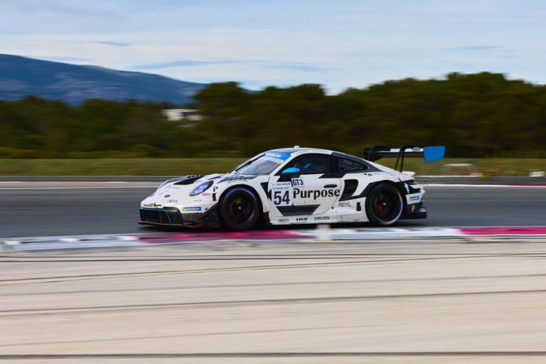 2nd May 2026. #54 Porsche 911 GT3 (992) Evo of Reinhold KRAHN (CAN) and Matteo CRESSONI (ITA) (DINAMIC GT) GT3 Porsche navigates a high-speed corner with precision, its rear wing slicing through the air as it maintains momentum on track. Credit: Craig Allan-McWilliams