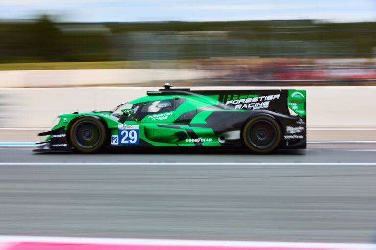 3rd May 2026. #29 Oreca 07 - Gibson of Louis ROUSSET (FRA) and Oliver GRAY (GBR) and Esteban MASSON (FRA) (FORESTIER RACING BY PANIS) LMP2 prototype streaks down the straight, its motion blur underscoring the high-speed precision required in endurance racing. Credit: Craig Allan-McWilliams