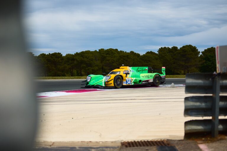 3rd May 2026. #34 Oreca 07 - Gibson of Bijoy GARG (USA) and Reshad DE GERUS (FRA) (INTER EUROPOL COMPETITION) Oreca 07 attacks the kerb mid-corner during the European Le Mans Series race at Le Castellet. Credit: Craig Allan-McWilliams
