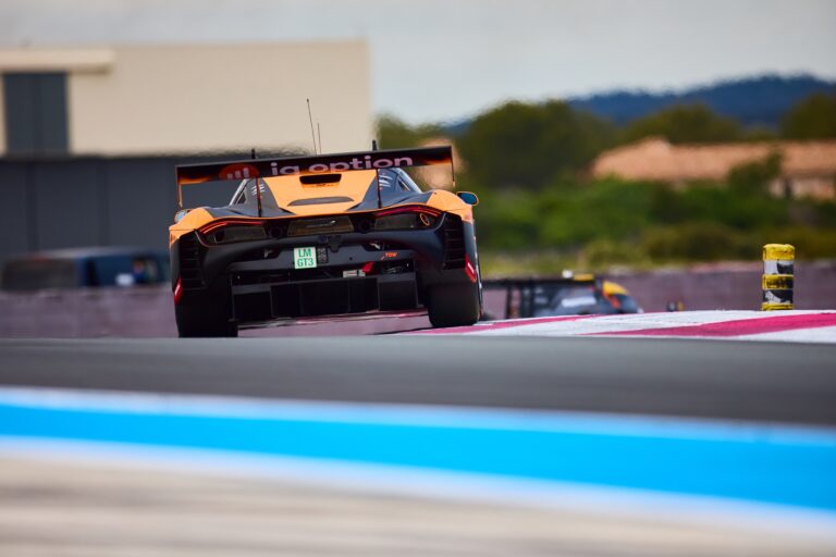 3rd May 2026. #23 McLaren 720S LMGT3 Evo of Michael BIRCH (GBR) and Garnet PATTERSON (AUS) and Wayne BOYD (GBR) (UNITED AUTOSPORTS) GT3 race car accelerates hard through a corner, its rear wing and diffuser working to maintain grip as it navigates the track’s edge. Credit: Craig Allan-McWilliams